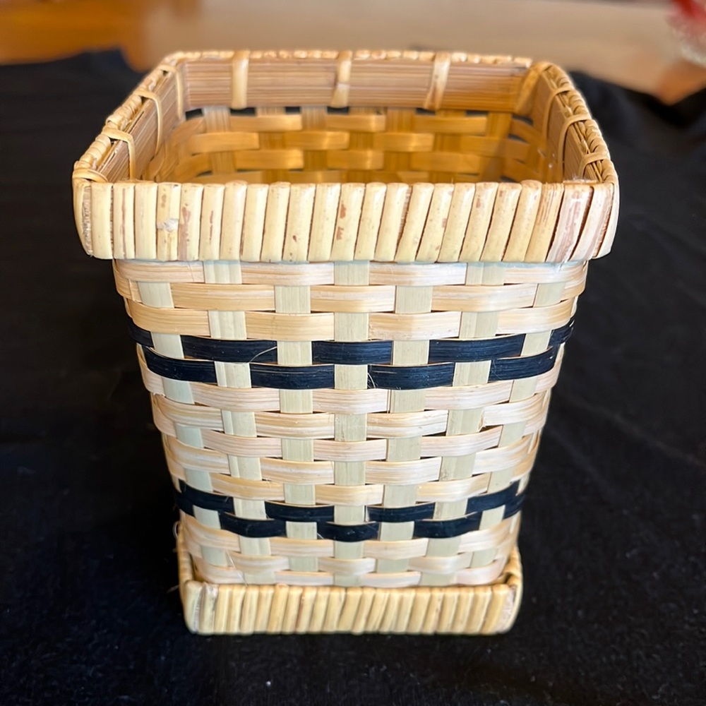 Woven wicker basket, 3.50”W, 4”T.